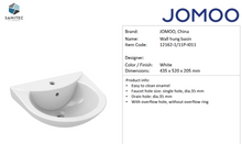 Load image into Gallery viewer, JOMOO wall hung basin 435 x 520 x 205mm 12162-1/11P-I011