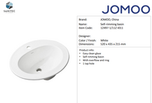 Load image into Gallery viewer, JOMOO self-rimming basin  520 x 435 x 215mm 12497-1/11Z-I011