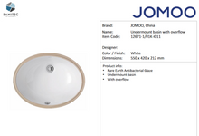 Load image into Gallery viewer, JOMOO undermount basin  550 x 420 x 212mm 12671-1/01K-I011