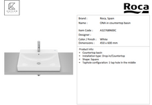 Load image into Gallery viewer, Roca Ona countertop basin 1 tap hole 600mm A32768N00C