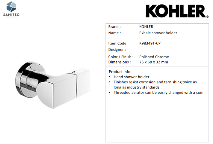 KOHLER K-98358-TT Exhale Duscharm, Titanium – Wandmontiert, Metallische Oberfläche, Limited Lifetime Warranty