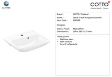 Load image into Gallery viewer, Cotto Serve Wall Hung Washbasin C00580