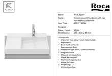 Load image into Gallery viewer, Roca HORIZON countertop basin without overflow, with 1 tap hole A32727400B
