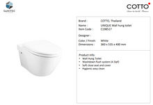 Load image into Gallery viewer, Cotto Unique Wall Hung Toilet C198517