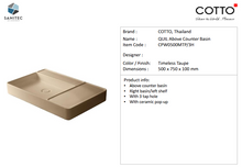 Load image into Gallery viewer, COTTO Quil lavatory 3 tap holes left shelf taupe CPW0500