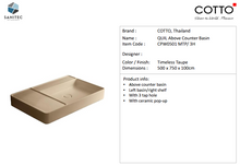 Load image into Gallery viewer, COTTO Quil lavatory 3 tap holes right shelf taupe CPW0501