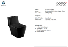 Load image into Gallery viewer, Cotto Simply Modish toilet 2.5/4L Black C1032MBK