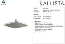 Load image into Gallery viewer, Kallista 9" square soft modern raindome