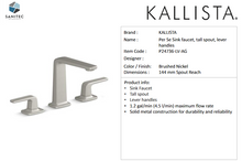 Load image into Gallery viewer, Kallista Per Se Sink Faucet, Tall Spout, Lever Handles P24736-LV-AG