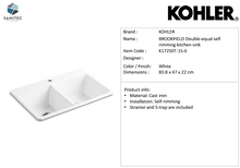 Load image into Gallery viewer, Kohler Brookfield Double Bowl Self-Rimming Sink K17250T-1S-0
