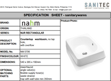 Load image into Gallery viewer, NAHM Nur Countertop Basin Rectangular NM.5706