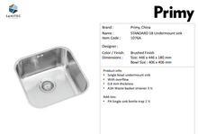 Load image into Gallery viewer, Primy Undermount Single Bowl 1076A