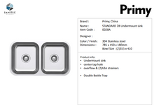 Load image into Gallery viewer, Primy Undermount Double Bowl 0028A