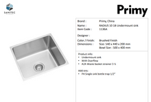 Load image into Gallery viewer, Primy Radius 10 Undermount Single Bowl 1136A