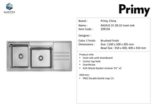 Load image into Gallery viewer, Primy Radius 25 Countertop Double Bowl Right Drain 2091SR