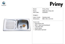 Load image into Gallery viewer, Primy Single Bowl Left Drain 1049S.LD