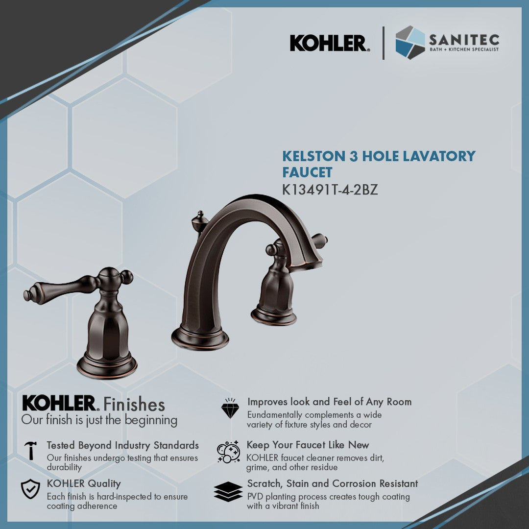 Kohler Kelston 3 hole 8" lavatory faucet K13491T42BZ Sanitec Import