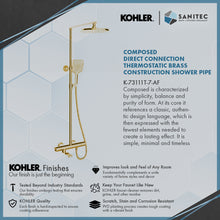 Load image into Gallery viewer, Kohler Composed Direct Connection Thermostatic Brass construction shower pipe French gold K73111T-7-AF
