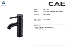 Load image into Gallery viewer, Cae YORK basin mixer with pop up waste set 37.1433PBR
