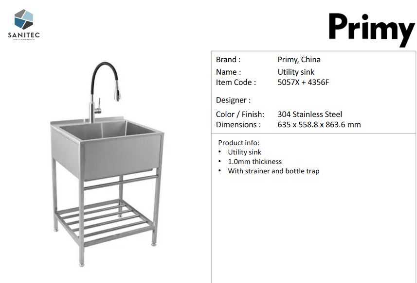 Primy Primy Utility Sink 5057X+4356F – Sanitec Import Ventures