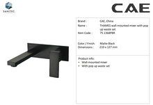 Load image into Gallery viewer, Cae Thames wall-mounted mixer with pop up waste set 75.1368PBR
