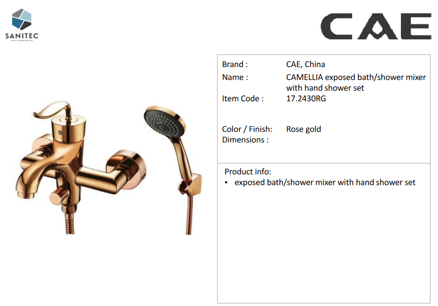 Cae Camellia Exposed Bath/shower mixer with handshower set 17.2430RG ...