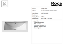 Load image into Gallery viewer, Roca Diverta undercounter basin 615x440m A32711M000

