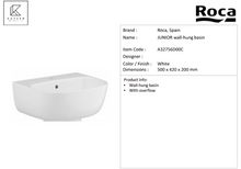 Load image into Gallery viewer, Roca Junior wall hung basin 1TH 50x42cm A32756D00C
