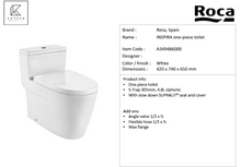 Load image into Gallery viewer, Roca Inspira 1pc toilet 4.8L s-trap305mm A349486000
