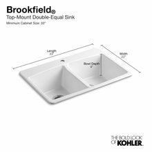 Load image into Gallery viewer, Kohler Brookfield Double Bowl Self-Rimming Sink K17250T-1S-0
