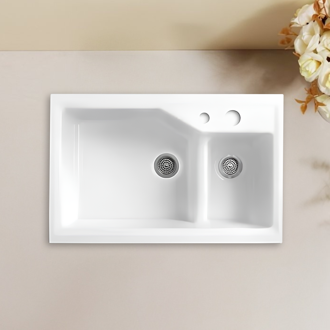 Kohler Indio Smart Divide Large/Medium Self-Rimming Sink K3885T-1S-0 ...