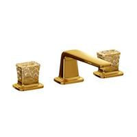 Load image into Gallery viewer, Kallista Per Se Sink faucet, low spout, black crystal knob Polished Gold P24705-GF-24K
