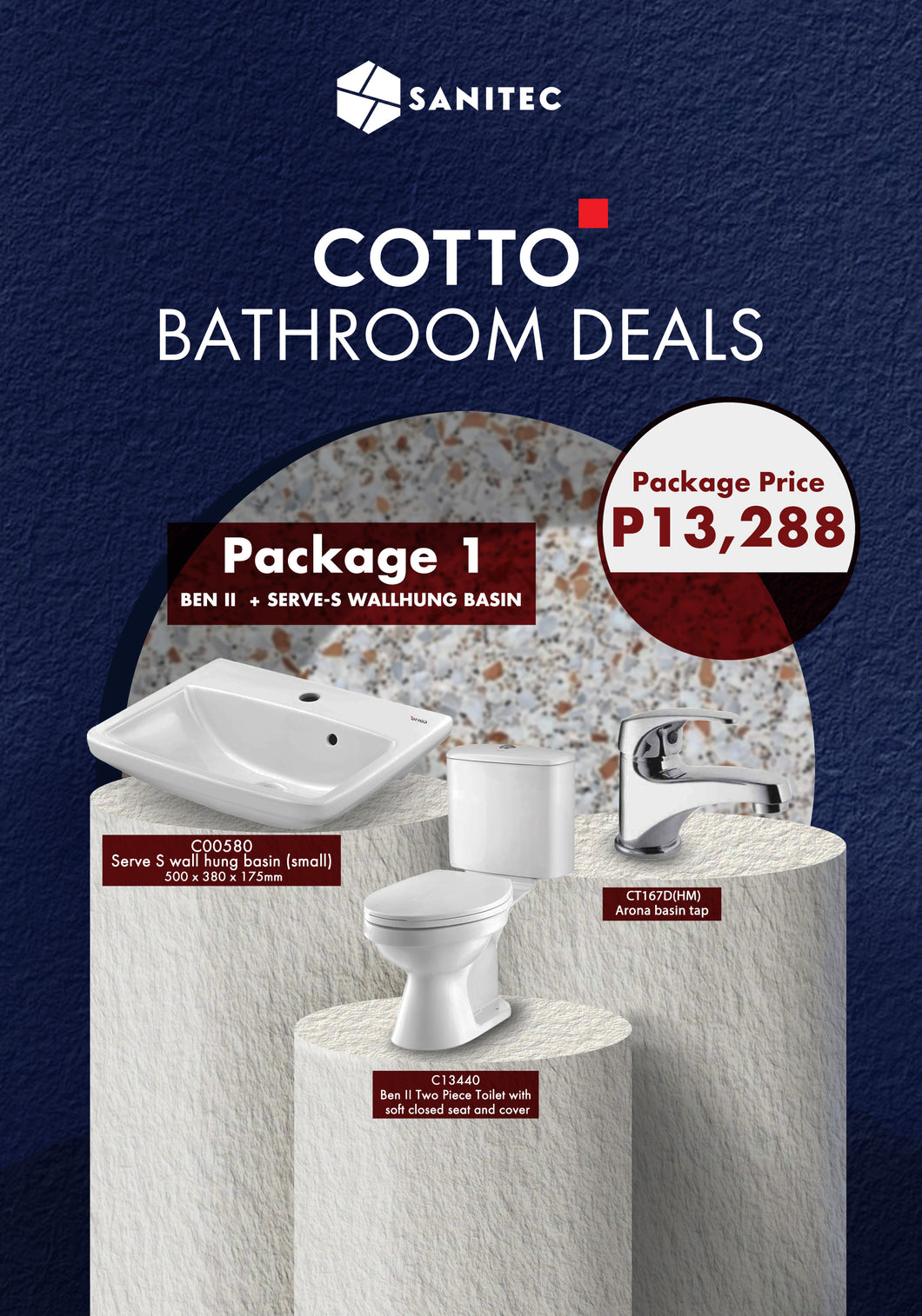 COTTO PACKAGE 1: BEN II WC + SERVE-S WALLHUNG BASIN