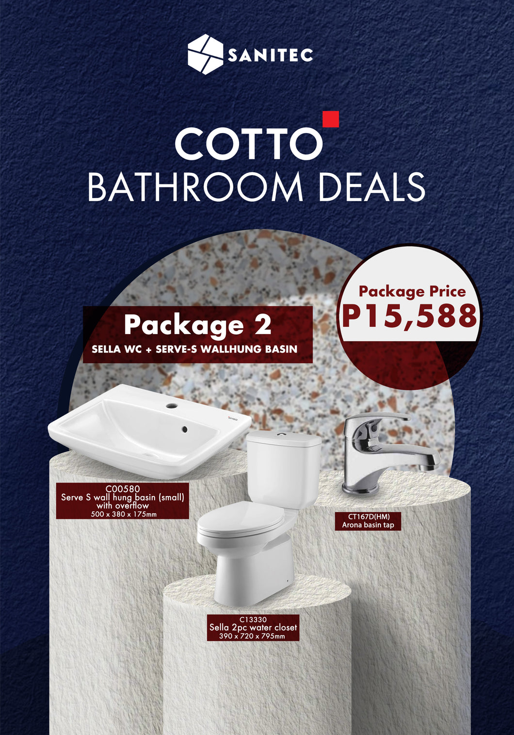 COTTO PACKAGE 2: SELLA WC + SERVE-S WALLHUNG BASIN