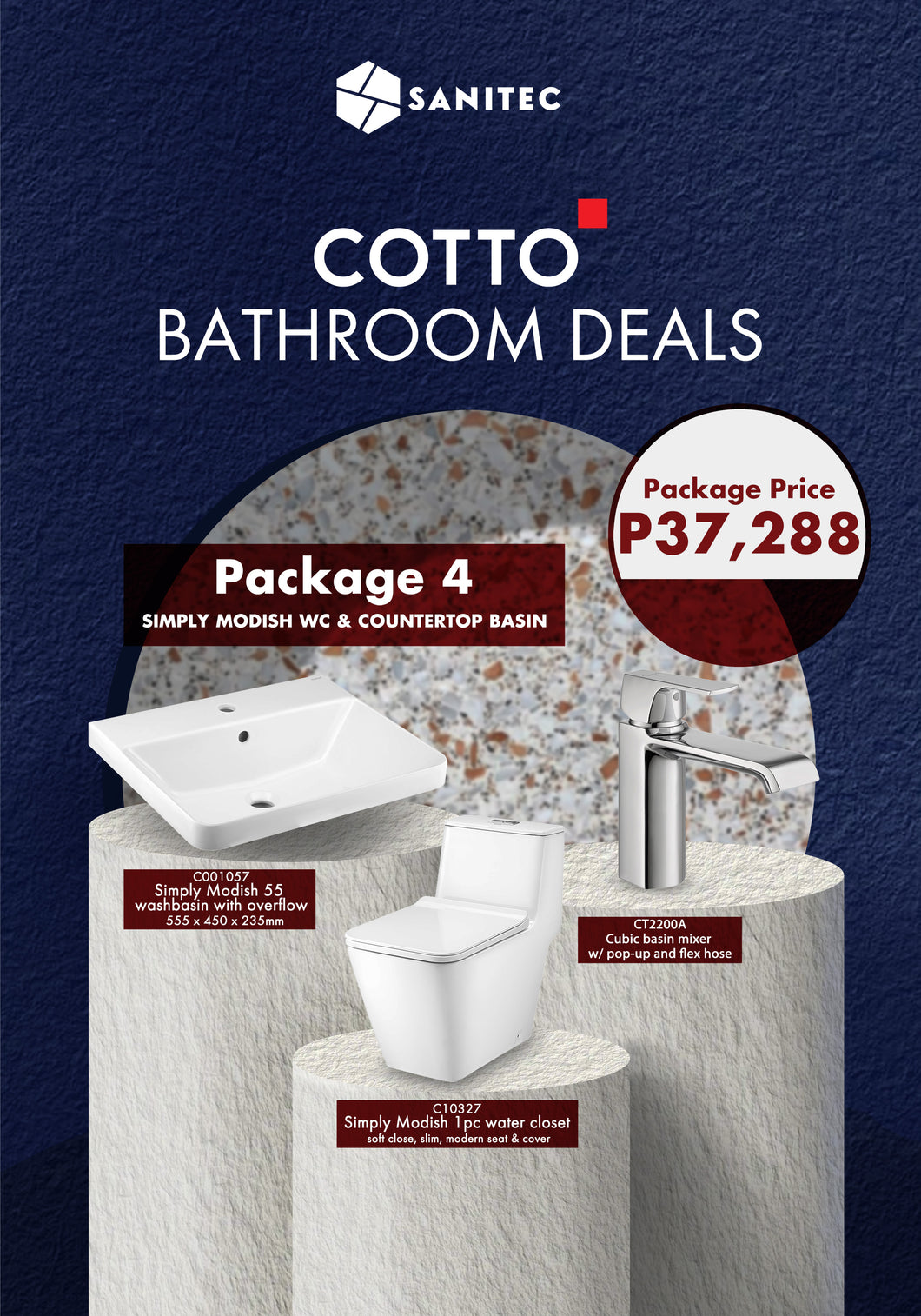 COTTO PACKAGE 4: SIMPLY MODISH WC & COUNTERTOP BASIN
