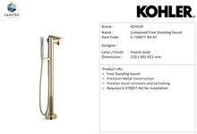 Load image into Gallery viewer, Kohler Components free standing tub faucet K73087T-B4-AF

