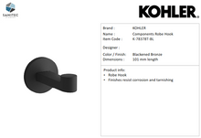 Load image into Gallery viewer, Kohler Components robe hook K78378T-BL
