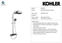 Load image into Gallery viewer, Kohler Anthem Shower Column Themostatic Polished Chrome K26334T-9-CP
