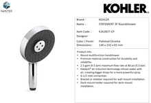 Load image into Gallery viewer, Kohler GCS Statement 1F Round Handshower Chrome K26282T-CP
