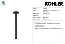 Load image into Gallery viewer, Kohler GCS 12&quot; Statement 1F ceiling arm Matt Black K26321T-BL
