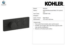 Load image into Gallery viewer, Kohler Anthem recessed thermostatic control 2OT Matt Black K26346T-9-BL
