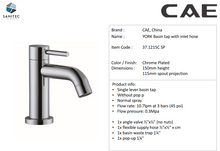 Load image into Gallery viewer, CAE York pillar tap w/ 400mm inlet hose Chrome 37.1215C1-SP
