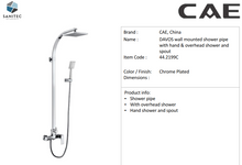 Load image into Gallery viewer, CAE Davos wall-mounted shower pipe with hand &amp; overhead shower and spout Chrome Plated 44.2199C
