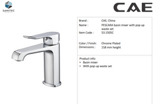 Load image into Gallery viewer, CAE Pescara basin mixer with pop up Chrome Plated 53.1505C
