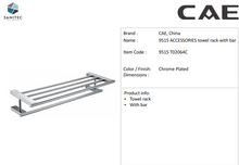 Load image into Gallery viewer, CAE  towel rack with bar 660mm Chrome 9515 T02064C
