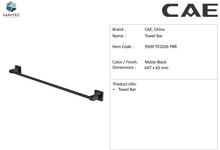 Load image into Gallery viewer, CAE towel bar 660mm matt black 9509 T01026PBR
