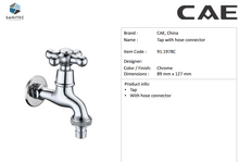 Load image into Gallery viewer, CAE washing machine tap w/ 3/4 hose 91.1978C-SP
