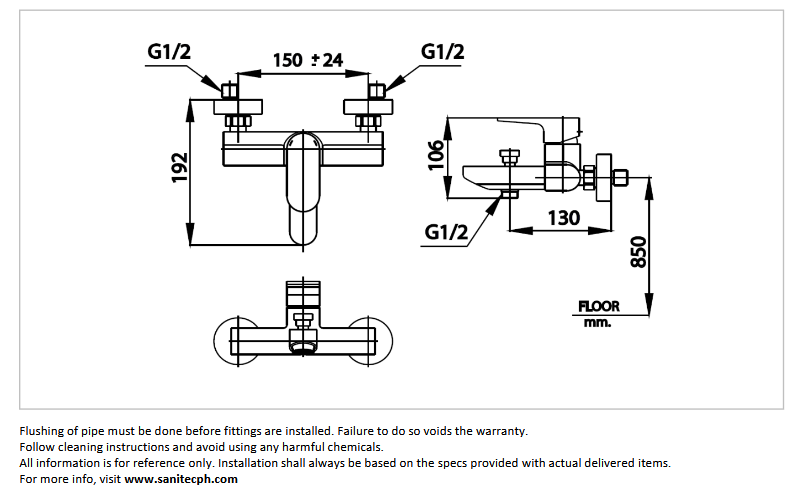 Cotto Luke exposed bath mixer CT2164A – Sanitec Import Ventures