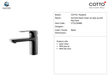 Load image into Gallery viewer, Cotto Scirroco Sense Basin Mixer Matt Black CT2123A#BL
