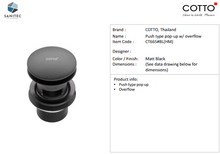 Load image into Gallery viewer, Cotto Push Type Pop up with overflow CT665#BL(HM)
